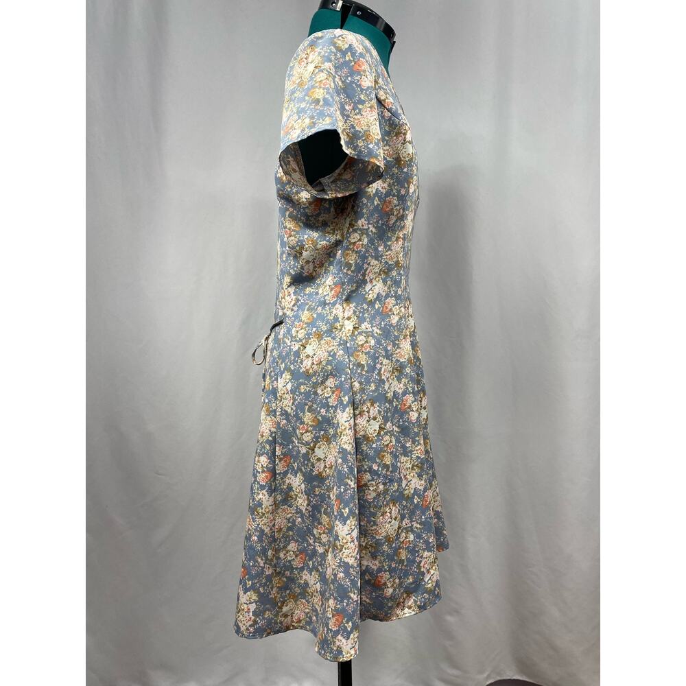 ULTIMATE! Floral Short Sleeve Dress Blue and Pink - Picture 3 of 5